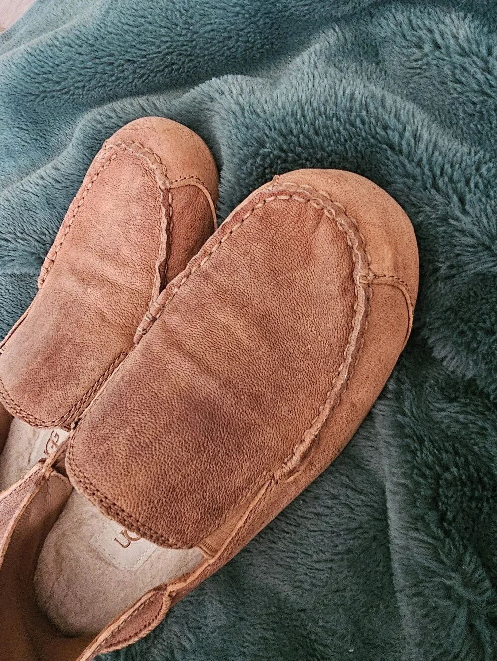 Ugg Men's Alder Suede Shearling Slip On Slippers Driving Loafers Worn 1x Euc